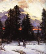 Abram Arkhipov Sunset on a Winter Landscape oil painting